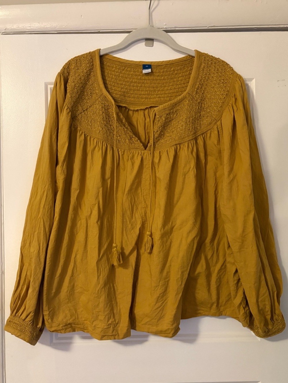 Old Navy Mustard Smocked Yoke Peasant Tunic